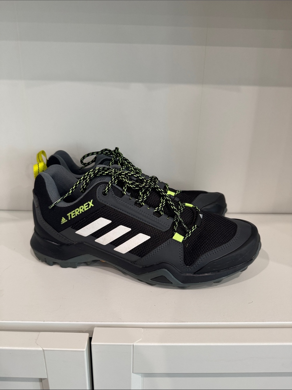 adidas Terrex Black Trail Shoes with Neon Yellow Accents
